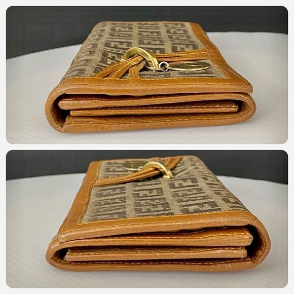 FENDI Zucca Canvas Leather Long Wallet Brown - Picture 8 of 13